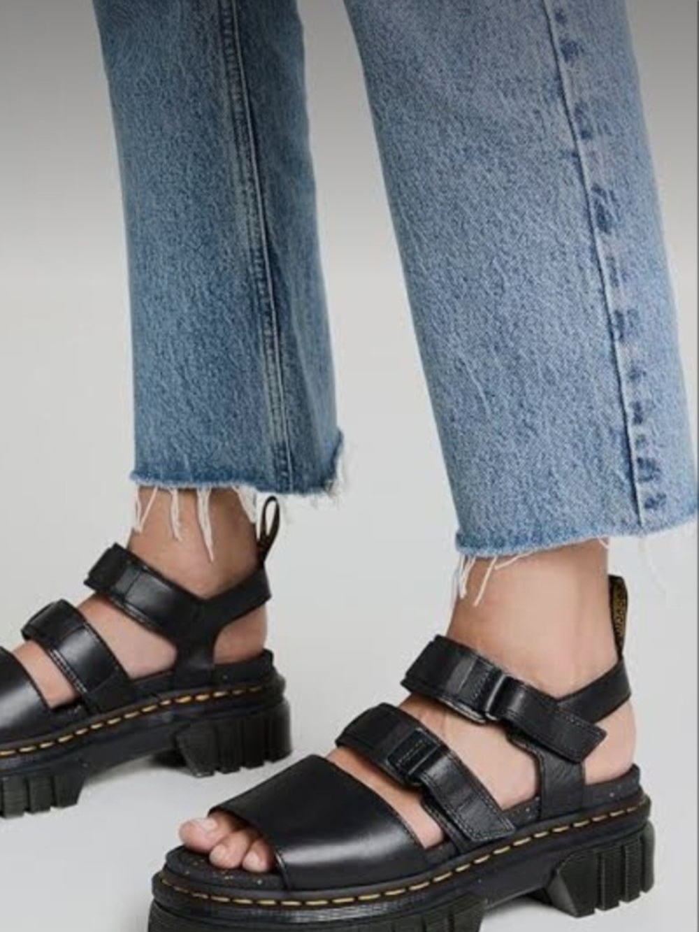 Dr. Martens Black Chunky Triple-Strap Platform Sandals